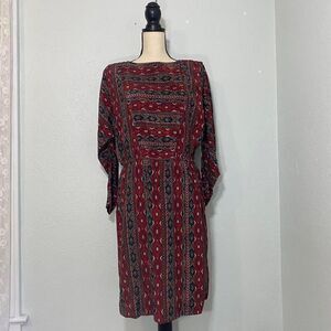 Maroon burgundy handmade silk maroon boho long sleeve dress
